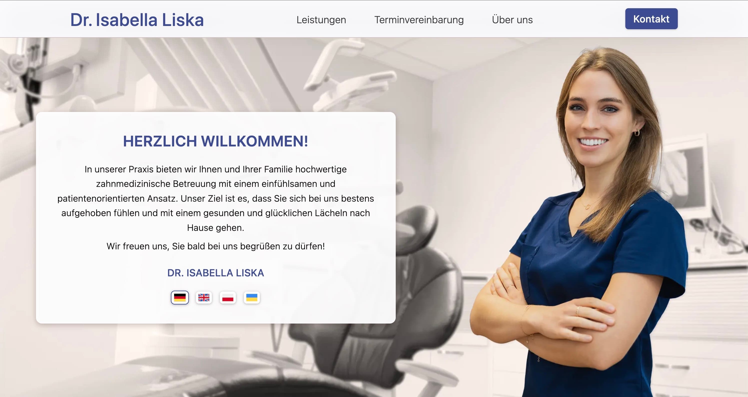Beispiel eines erfolgreich umgesetzten Projekts von Optimized-Web für den Kunden Bild der Homepage von Dr. Isabella Liska - Projektkategorie: Homepage
