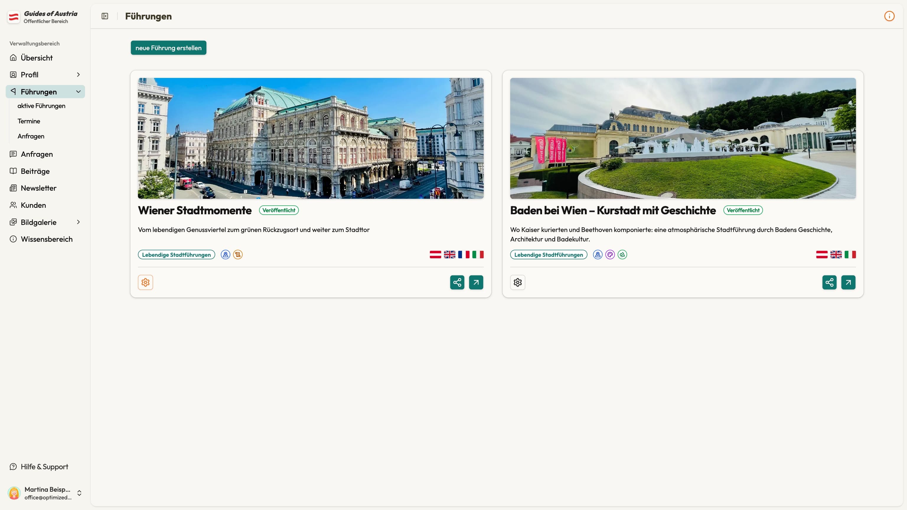 Verwaltungsbereich - Leistung von Optimized-Web