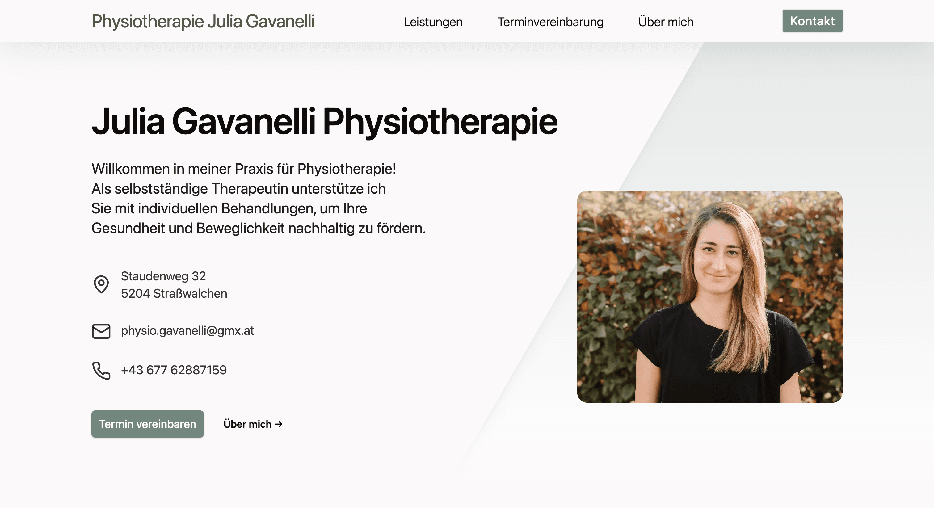 Beispiel eines erfolgreich umgesetzten Projekts von Optimized-Web für den Kunden Bild der Homepage von Physiotherapie Gavanelli - Projektkategorie: Homepage