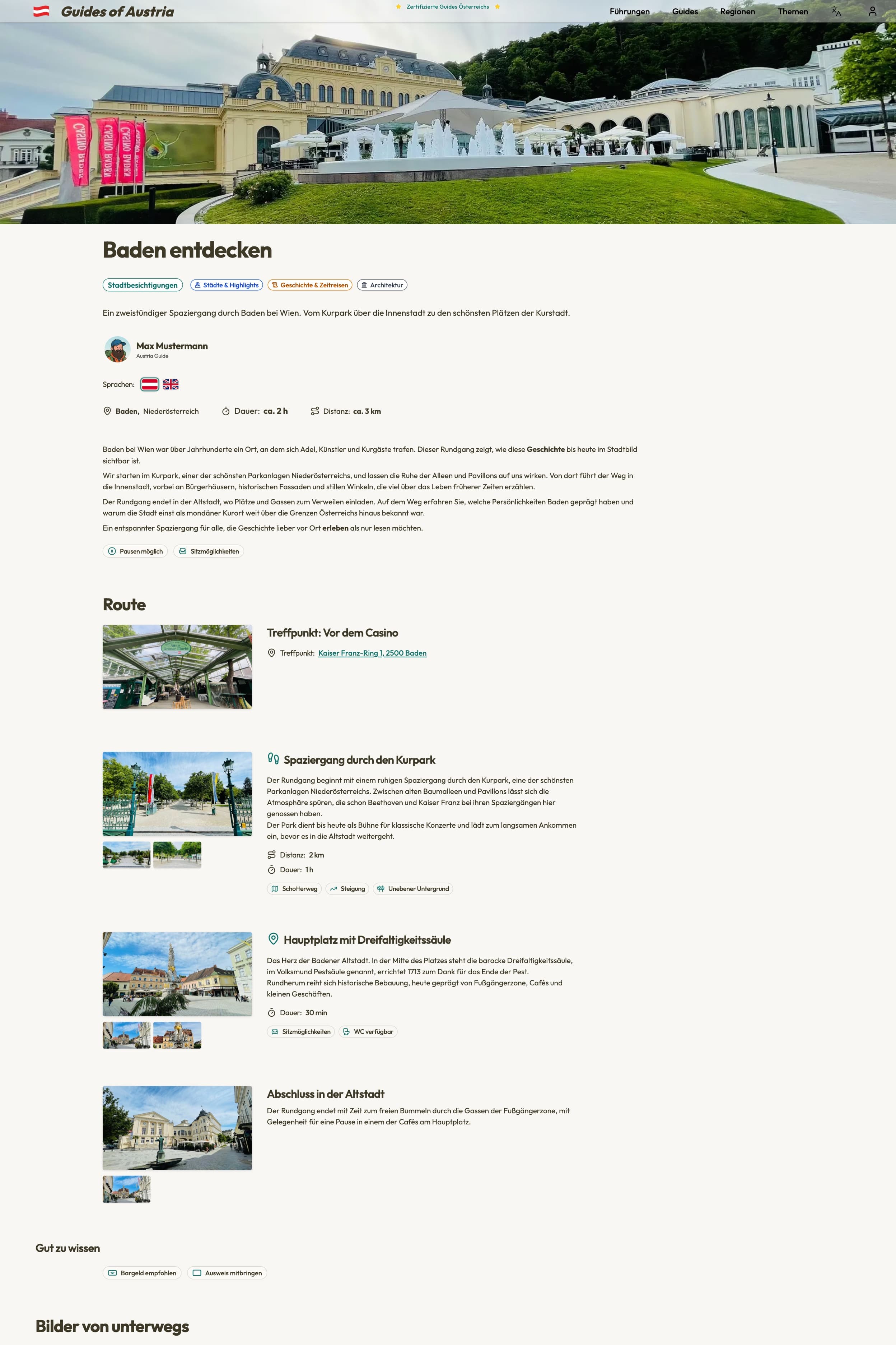Screenshot einer Führung im öffentlichen Bereich der Plattform (Beispiel einer Plattform, entwickelt von Optimized-Web)
